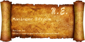 Maninger Efraim névjegykártya